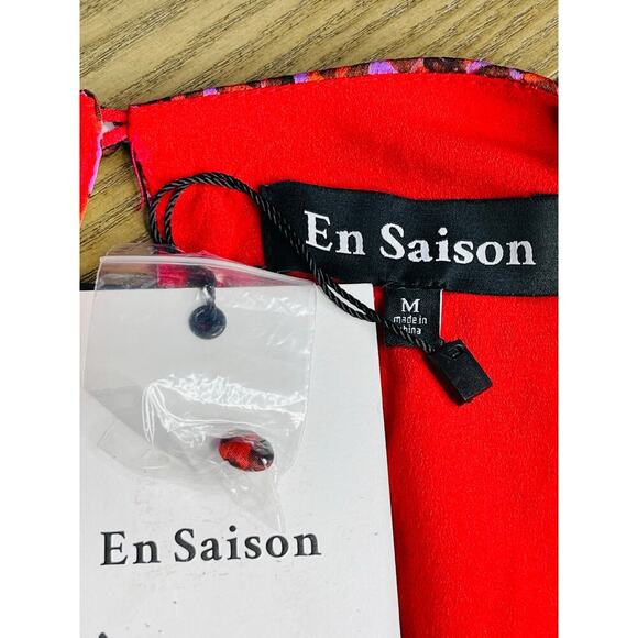 En Saison Razzalind Mini Dress size M NWT Ruched Raspberry Leopard Long sleeve - Picture 7 of 11